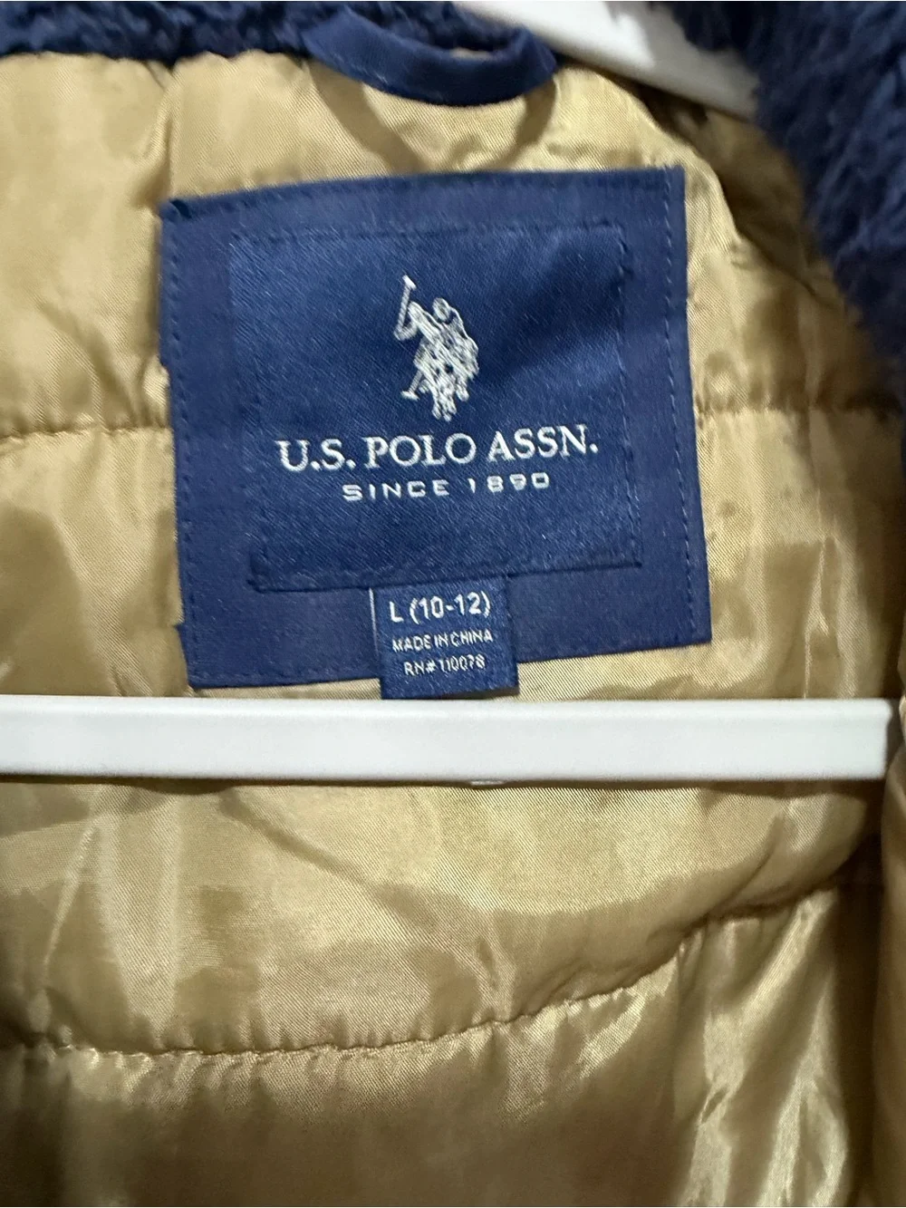 U.S. Polo Assn. Kids Navy Hooded Puffer Parka Coat  Size Large 10-12